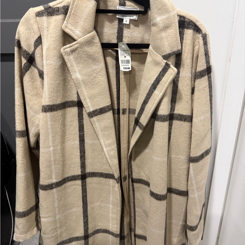 Plaid Tan Women's Coat